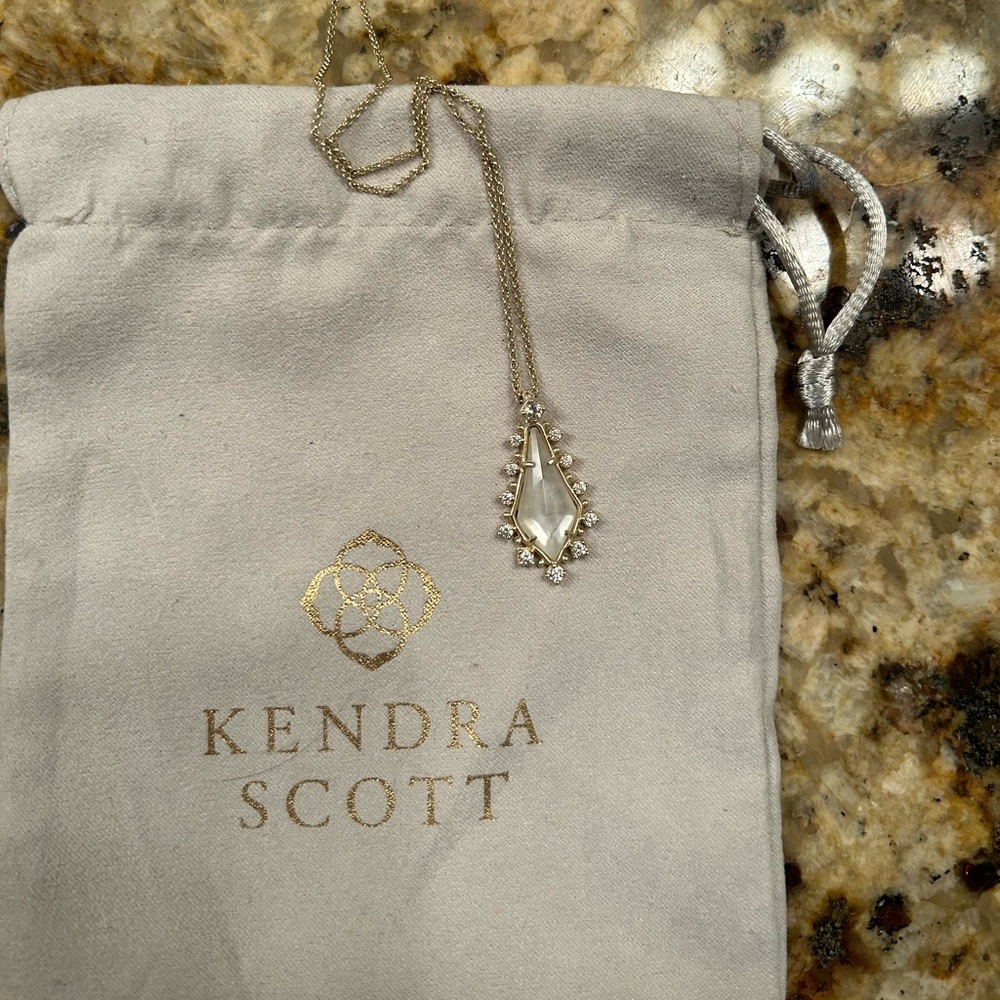 Kendra Scott gold necklace with crystals